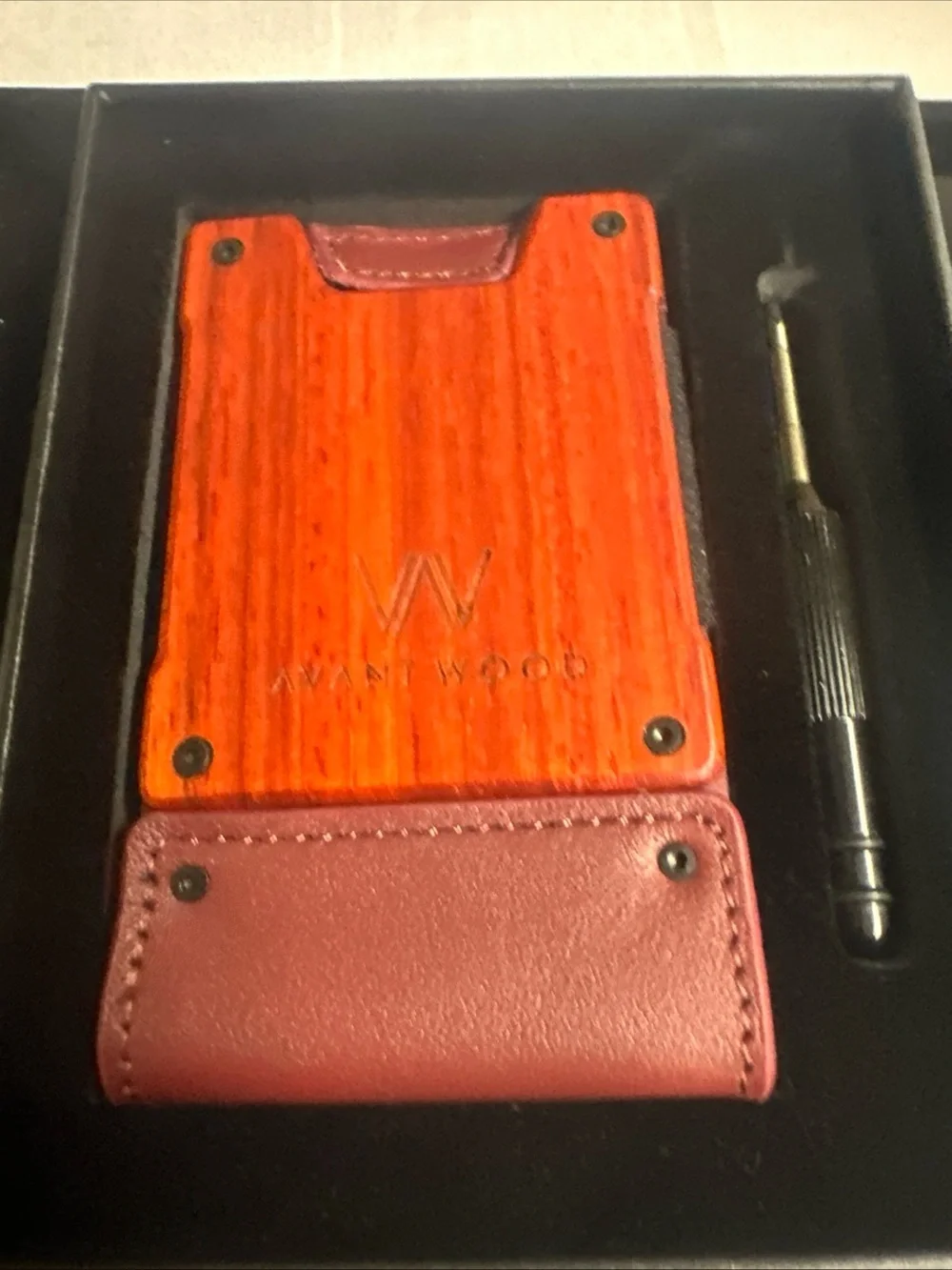 Men’s Wooden Card Wallet in Brown Leather